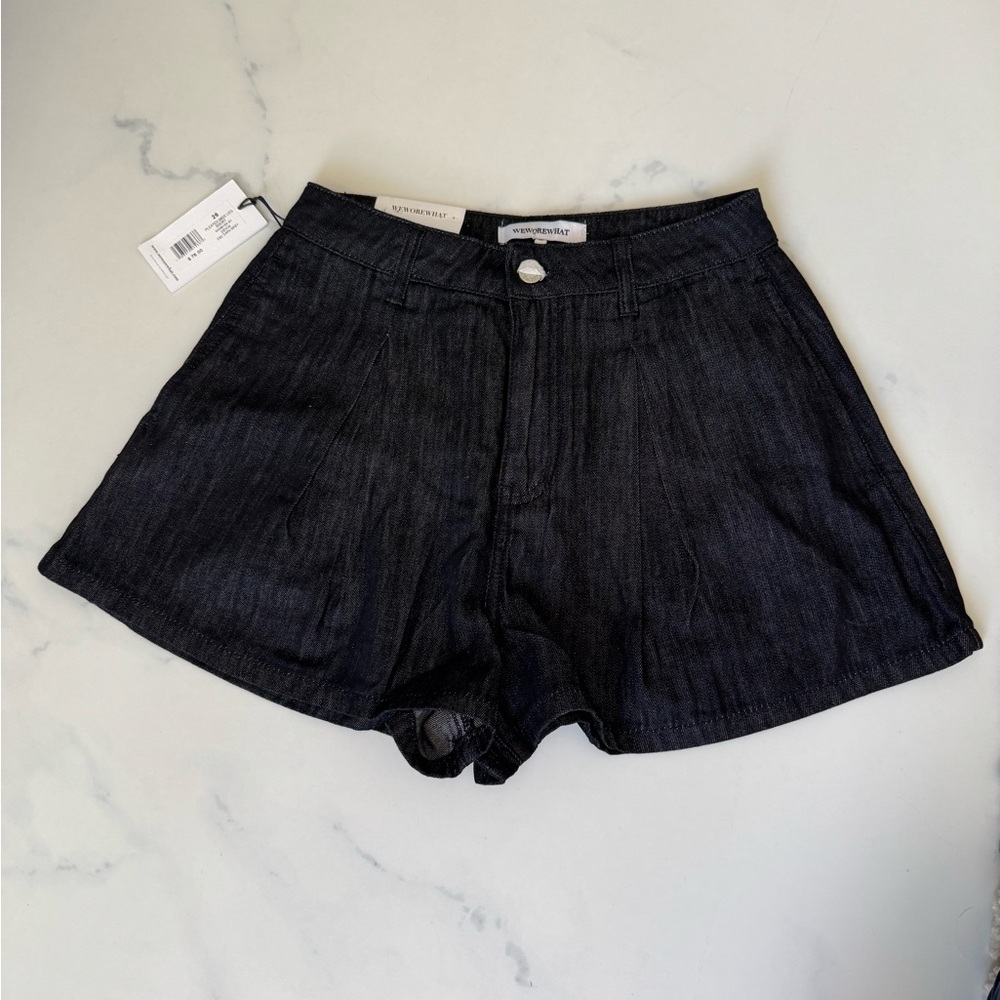 WeWoreWhat Wide Leg Dark Denim Jean Shorts
